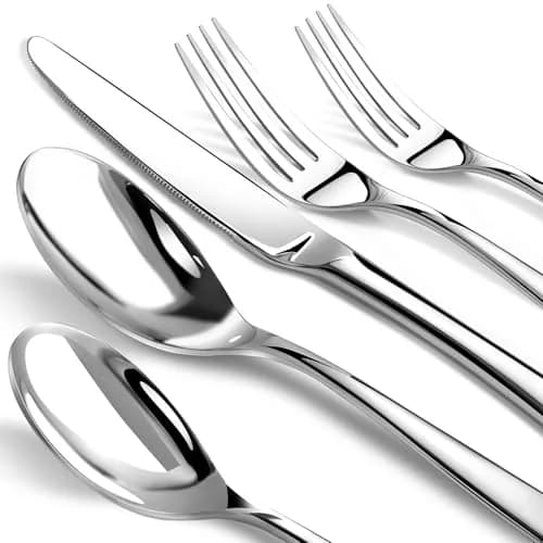 Nice Kitchen Silverware Set for 4 | Heavy Duty Stainless Steel 20 Piece | Modern Flatware thumbnail 1