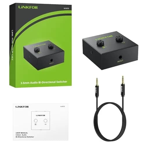 LiNKFOR 2 x 1/1 x 2 3.5mm Stereo Audio Switch Audio Switcher | Mute Button, No Power Needed thumbnail 7
