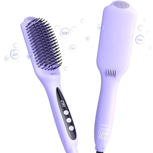 LANDOT Hair Straightener Brush for Women, Dual Voltage | Nourishing Ionic & Keratin Care (70-120 chars) thumbnail 1