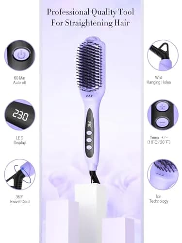 LANDOT Hair Straightener Brush for Women, Dual Voltage | Nourishing Ionic & Keratin Care (70-120 chars) thumbnail 5
