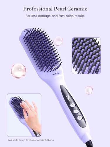 LANDOT Hair Straightener Brush for Women, Dual Voltage | Nourishing Ionic & Keratin Care (70-120 chars) thumbnail 3