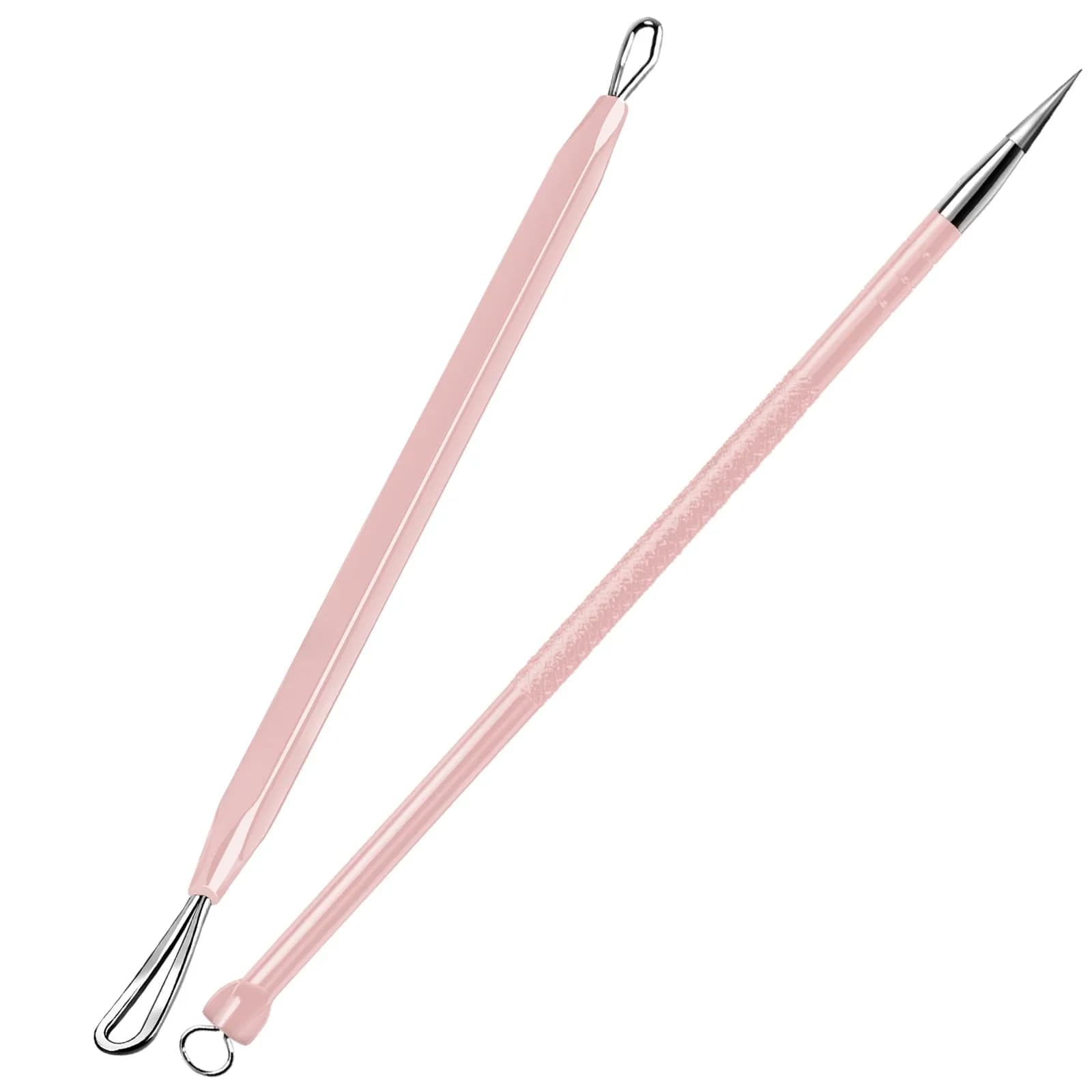 Teenitor Blackhead & Blemish Remover Kit | 2-in-1 Stainless Steel Tools for Face, Pink