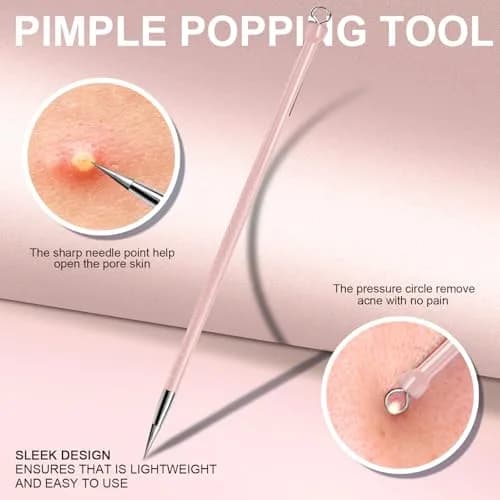 Teenitor Blackhead & Blemish Remover Kit | 2-in-1 Stainless Steel Tools for Face, Pink thumbnail 3