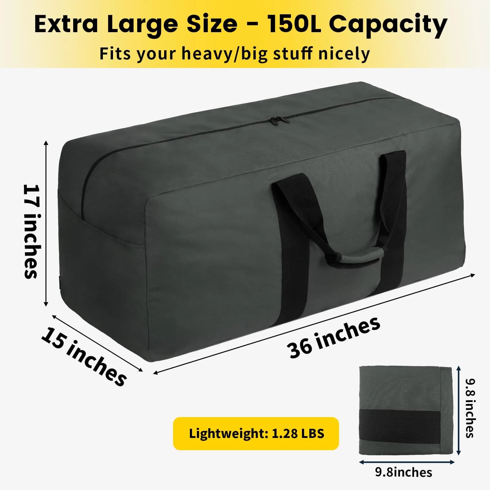 Vorspack 150L Extra Large Grey Duffle Bag for Travel & Camping - view 2