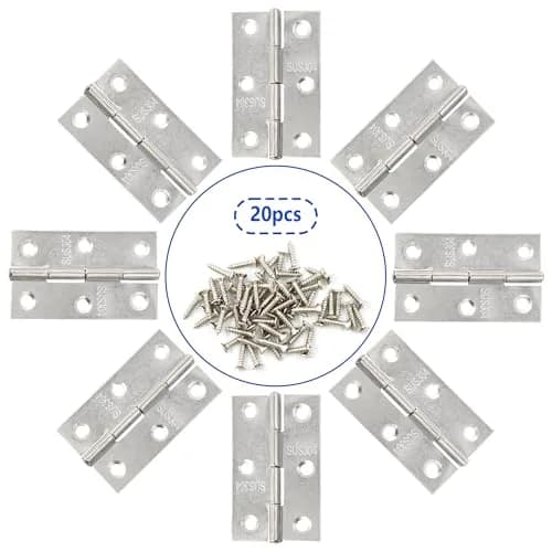 Adyoney 20Pcs 304 Stainless Steel Flat Hinges 55x34x4.4mm (2.17x1.34x0.17inch) | Pack of 20 with 120 Screws thumbnail 3