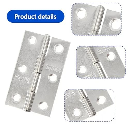 Adyoney 20Pcs 304 Stainless Steel Flat Hinges 55x34x4.4mm (2.17x1.34x0.17inch) | Pack of 20 with 120 Screws thumbnail 4