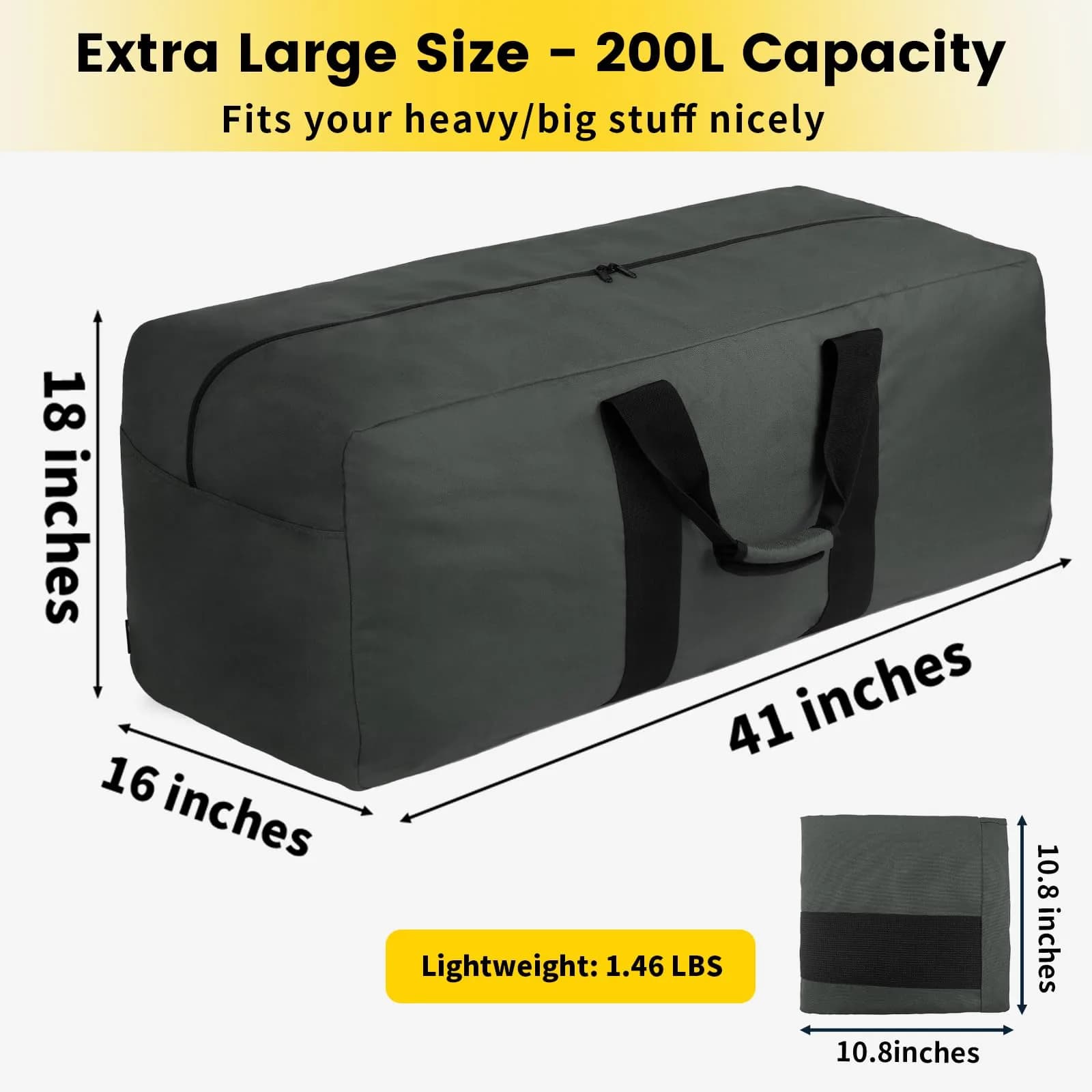 Vorspack 200L Grey Heavy Duty Duffle Bag for Travel & Camping (80cm x 42cm x 30cm) - view 2