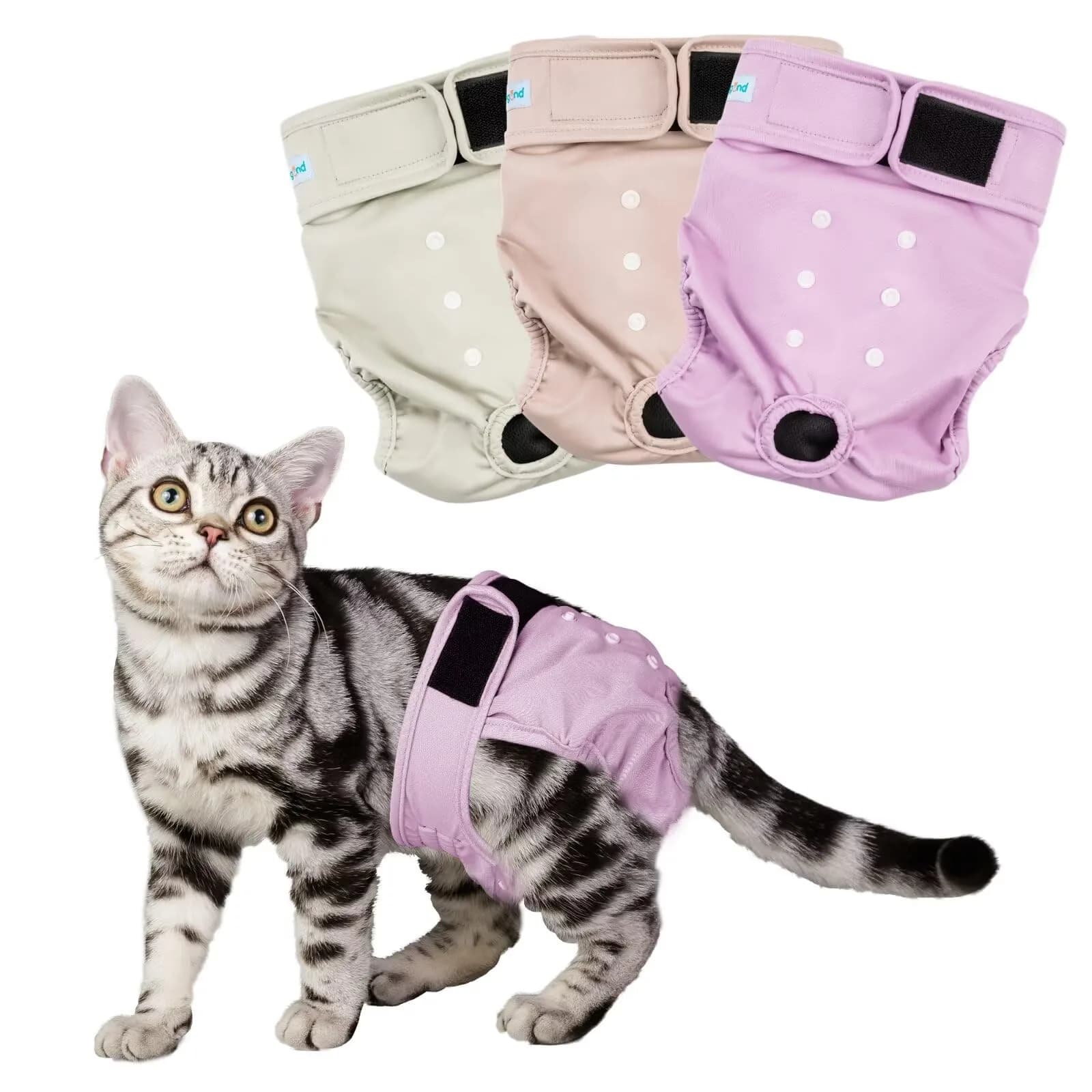 Paw Legend Washable Cat Diapers for Female Cats 3 Pack Small | Prevents Spraying & Incontinence - main product image