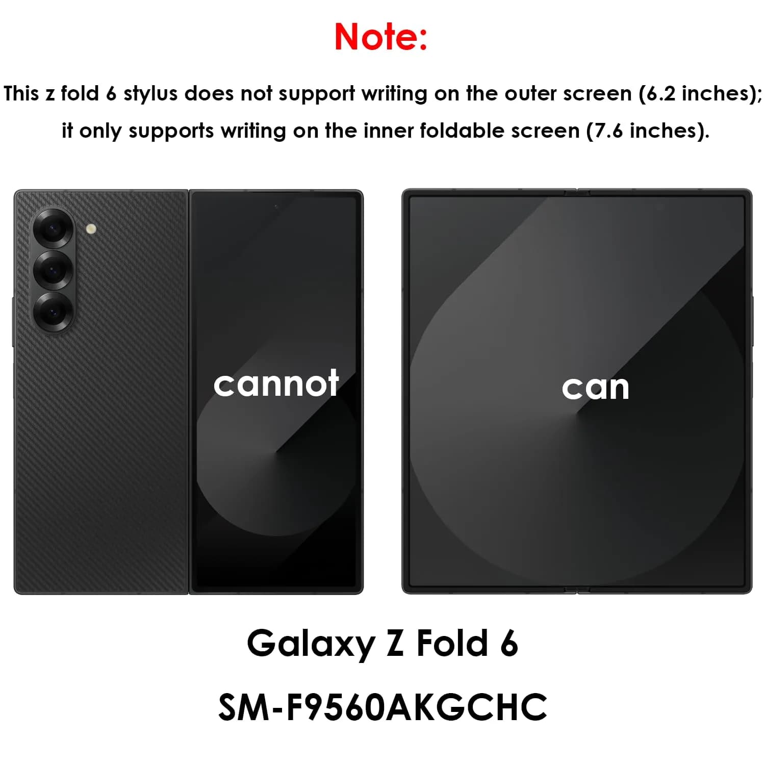 Peixiong Galaxy Z Fold 6 S Pen Fold Edition Stylus Pen with 2 Nibs & Card Pin | Black - view 4