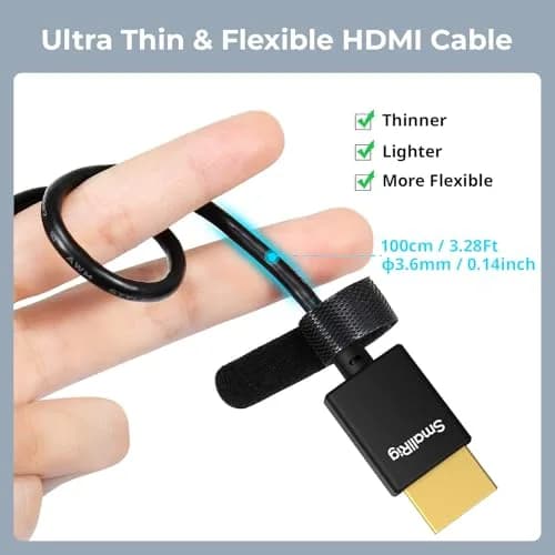 SMALLRIG Ultra Thin HDMI Cable 100cm (3.28ft) | 4K 60Hz HDMI 2.0 Micro to Full HDMI Cord thumbnail 2