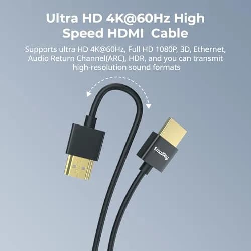 SMALLRIG Ultra Thin HDMI 2.0 Cable 100cm (3.28Ft) | 4K@60Hz Flexible Slim Cord for Camera Rig thumbnail 4