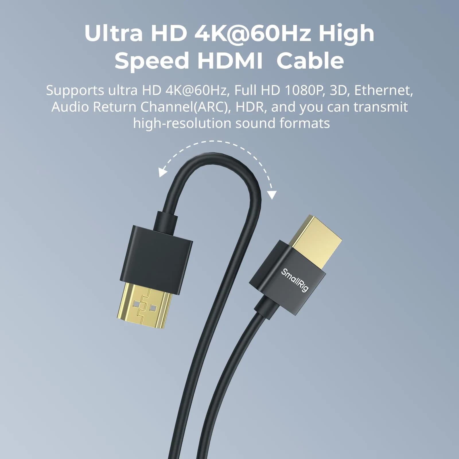 SMALLRIG Ultra Thin 100cm HDMI 2.0 Cable (A to A) - 4K 60Hz Super Flexible Slim Cord - view 4
