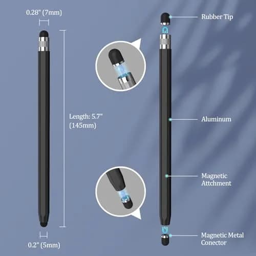 Granarbol 2-in-1 Magnetic Capacitive Stylus Pen | 3 Colors, 5.8" | Precise Touch & No Charging Needed thumbnail 2