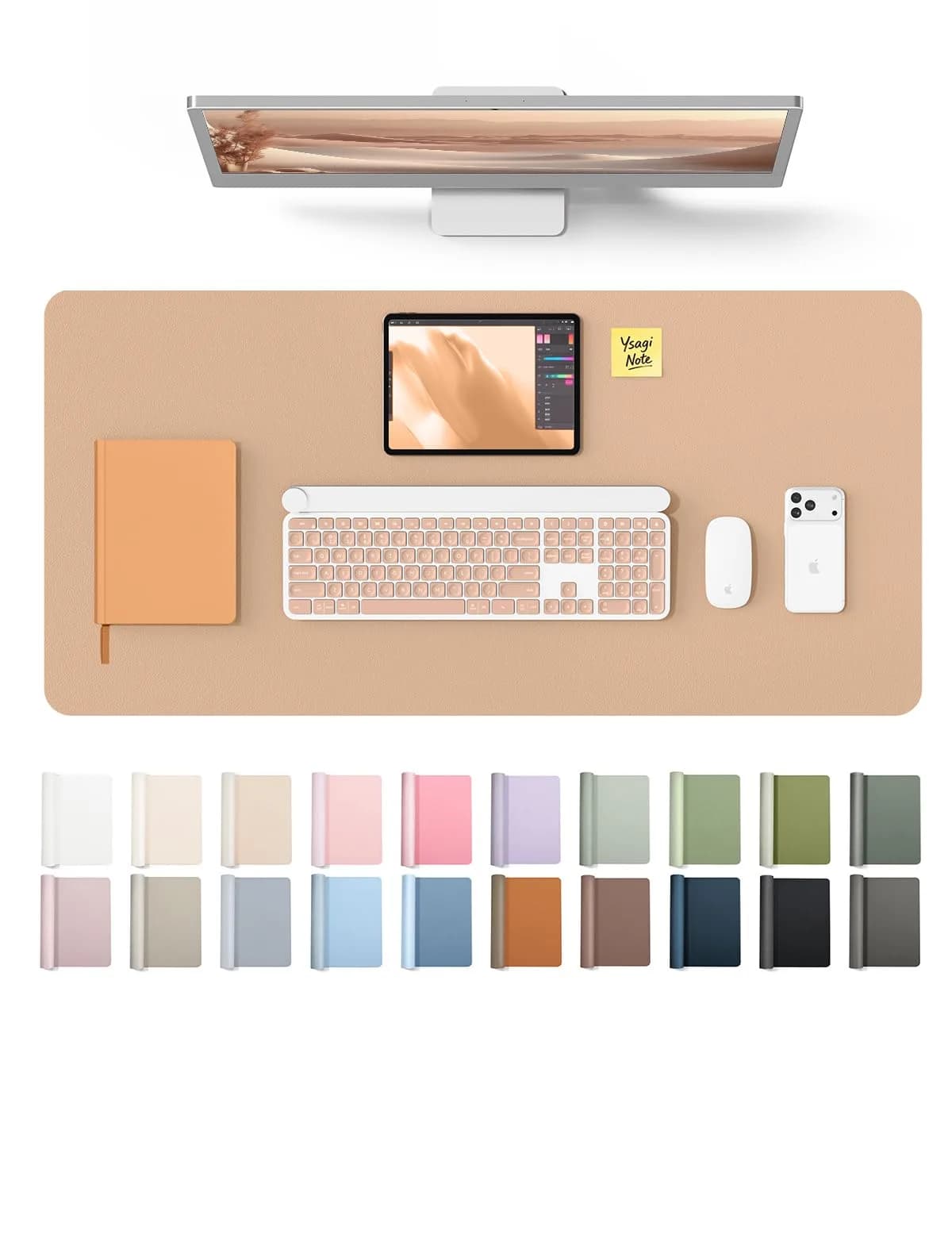 YSAGi Leather Desk Protector Large Mouse Mat 80cm x 40cm (31.5" x 15.8") | Protects Desks from Scratches and Spills