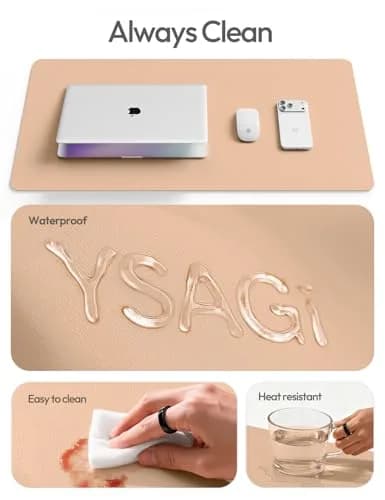 YSAGi Leather Desk Protector Large Mouse Mat 80cm x 40cm (31.5" x 15.8") | Protects Desks from Scratches and Spills thumbnail 7