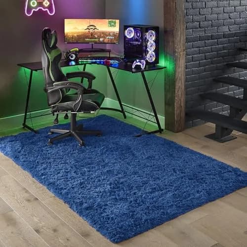Ophanie Blue Rug 4x6 ft | Soft, Non-slip Kids Bedroom Carpet with Modern Style thumbnail 6