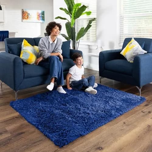 Ophanie Blue Rug 4x6 ft | Soft, Non-slip Kids Bedroom Carpet with Modern Style thumbnail 3