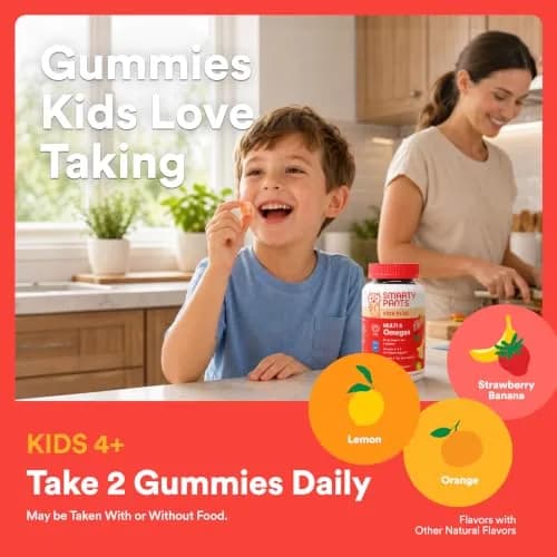 SmartyPants Kids Multivitamin Gummies with Omega 3 DHA/EPA, Vitamins D3, C, B12, B6, A, K, and Zinc, Gluten Free, Three Fruit Flavors, 60 Gummies (30 Day Supply) | Supports Growth & Immunity thumbnail 8