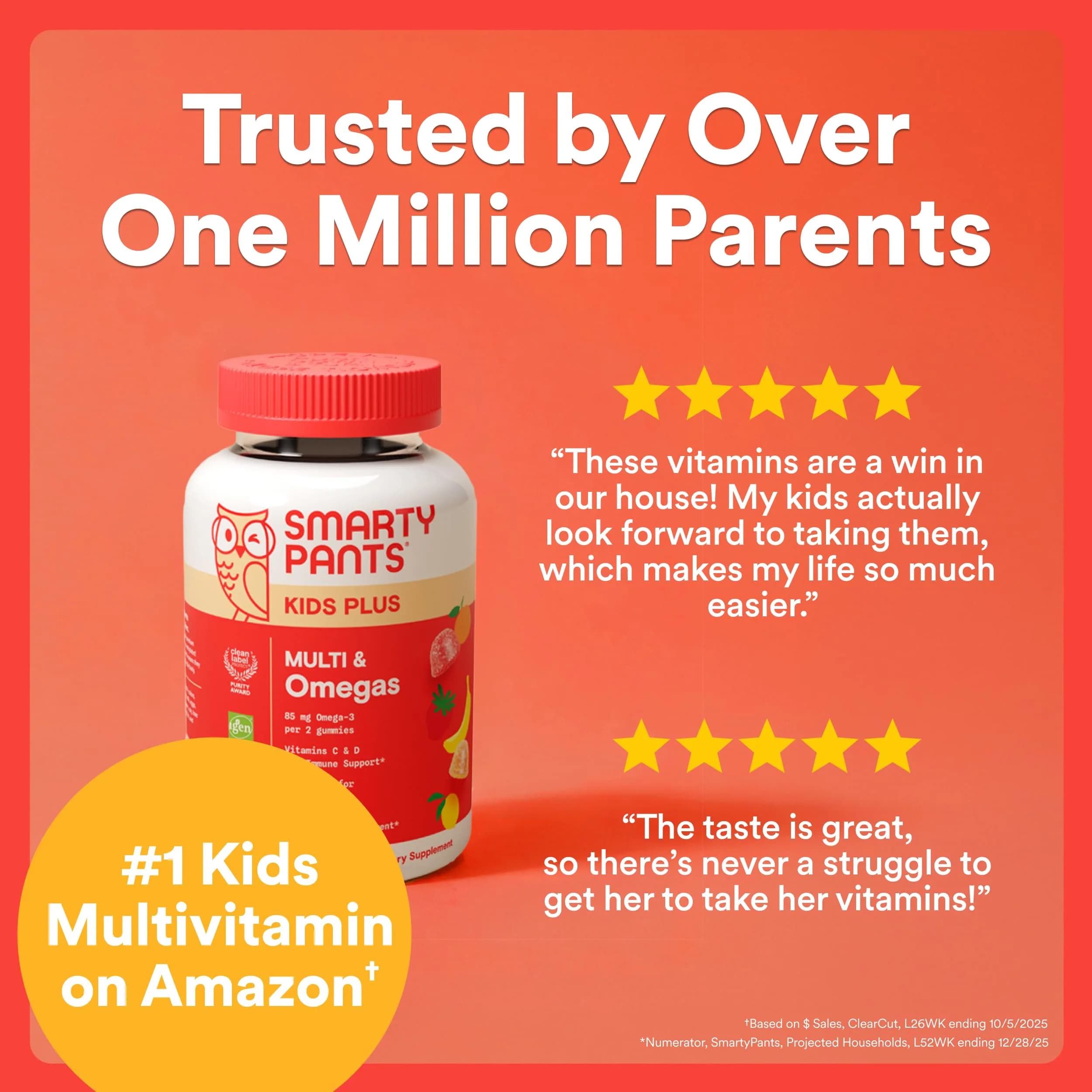 SmartyPants Kids Multivitamin Gummies with Omega 3 DHA/EPA, Vitamins D3, C, B12, B6, A, K, Zinc, Gluten Free, 60 Count - view 5