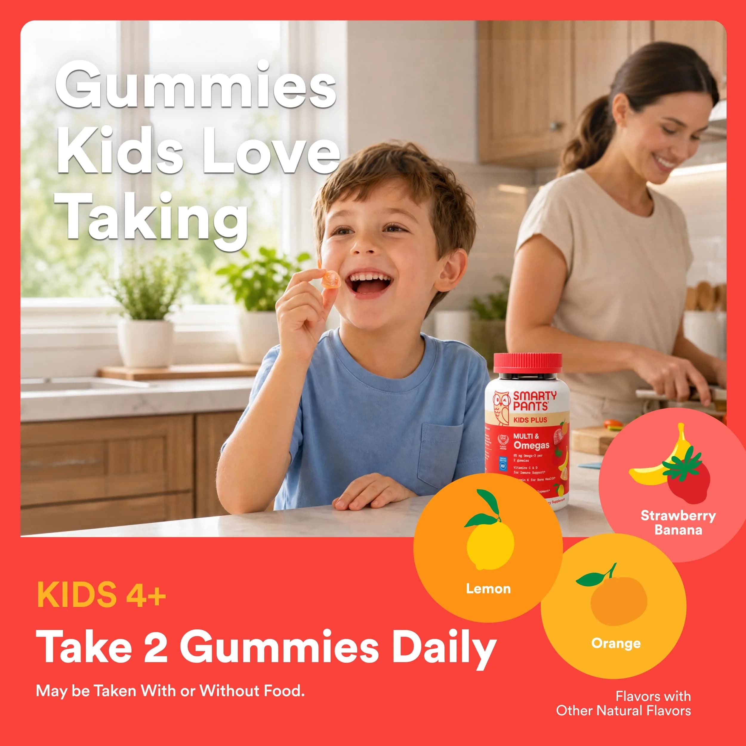 SmartyPants Kids Multivitamin Gummies with Omega 3 DHA/EPA, Vitamins D3, C, B12, B6, A, K, Zinc, Gluten Free, 60 Count - view 8