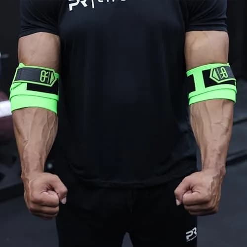 PR Personal Record Elbow Wraps for Weightlifting - Heavy Duty Construction, 36" Length, Neon thumbnail 8