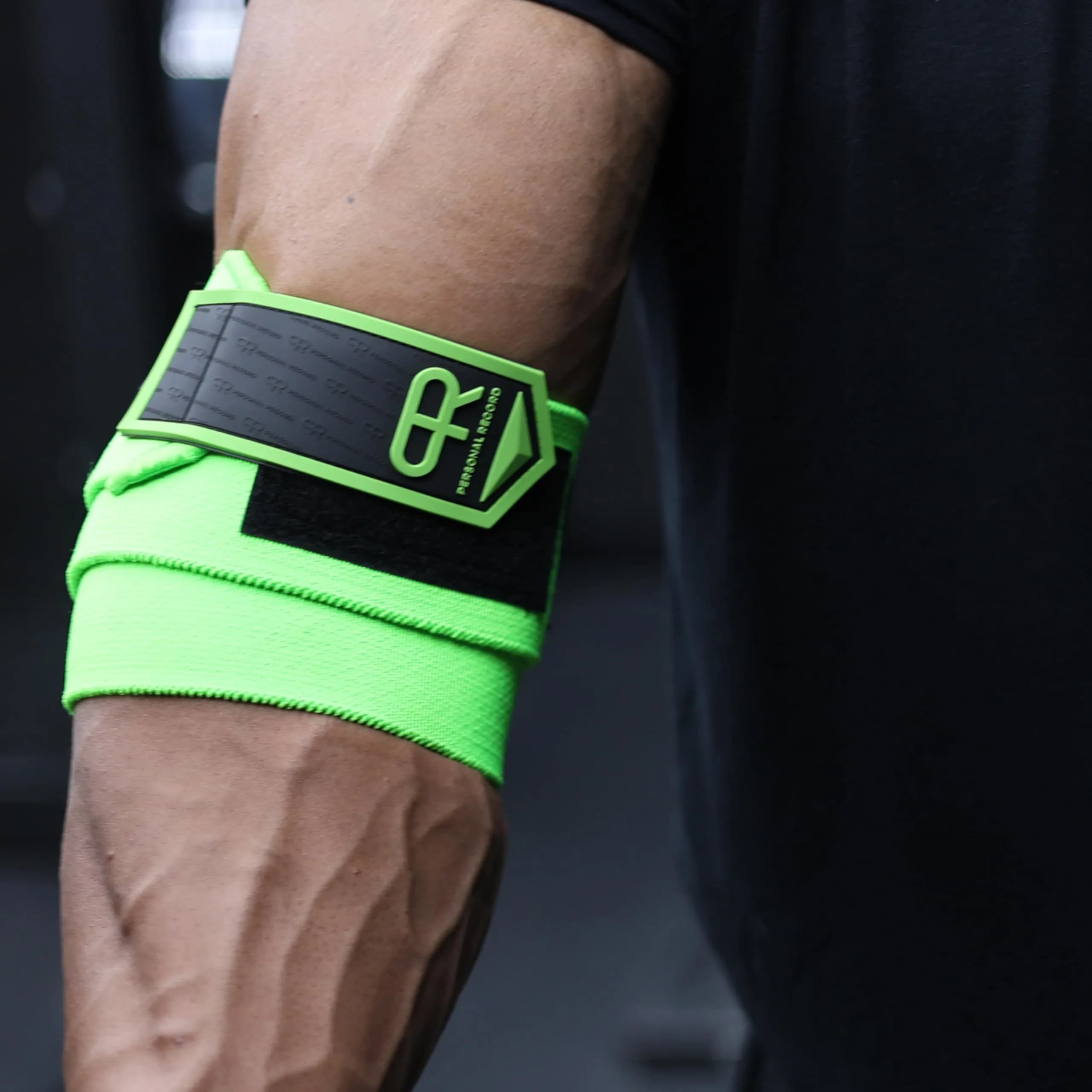 PR Personal Record Elbow Wraps for Weightlifting - Heavy Duty Construction, 36" Length, Neon - view 9