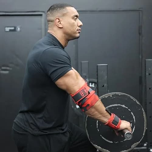 PR Personal Record Elbow Wraps for Weightlifting - Heavy Duty Construction, 25% More Elasticity, Reinforced Stitching, Extra Wide Fastener, Red Camo (36in/91.4cm) thumbnail 5