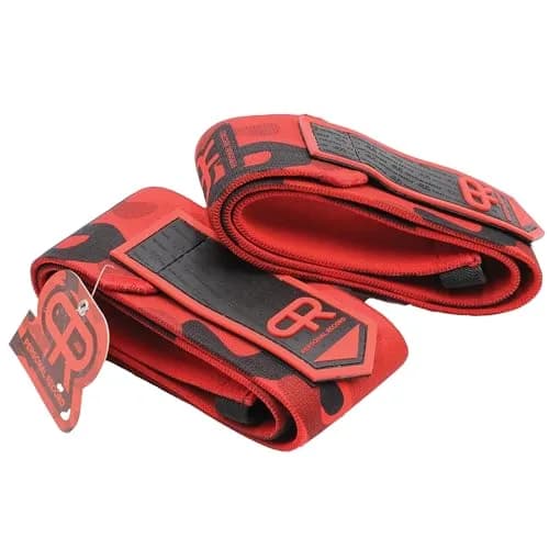 PR Personal Record Elbow Wraps for Weightlifting - Heavy Duty Construction, 25% More Elasticity, Reinforced Stitching, Extra Wide Fastener, Red Camo (36in/91.4cm) thumbnail 1
