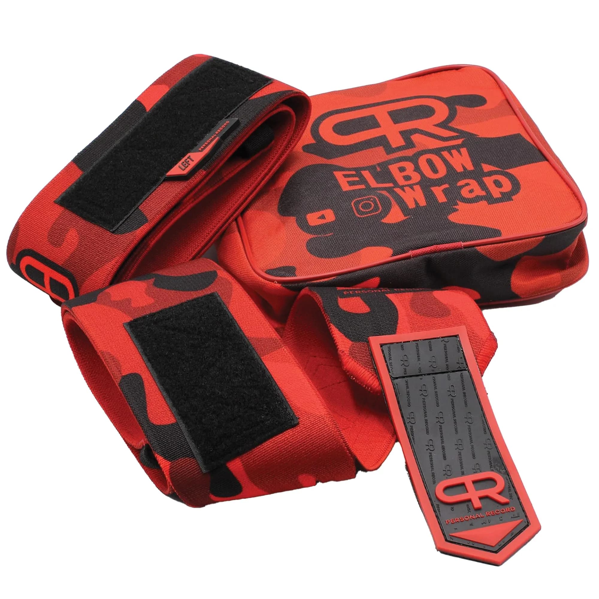 PR Personal Record Elbow Wraps for Weightlifting - Heavy Duty Construction, 25% More Elasticity, Reinforced Stitching, Extra Wide Fastener, Red Camo (36in/91.4cm) - view 2