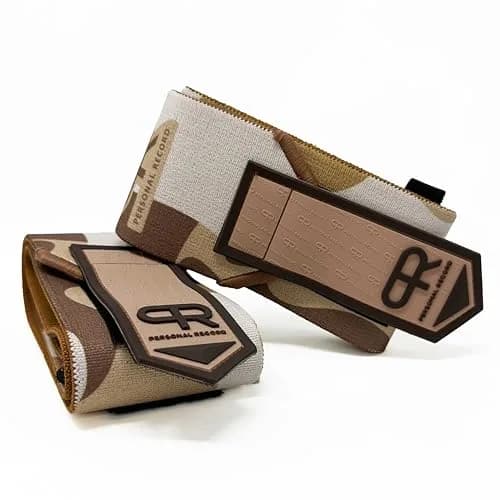 PR Personal Record Elbow Wraps for Weightlifting - Heavy Duty Construction, 36 Inch Length, Sand Camo thumbnail 1