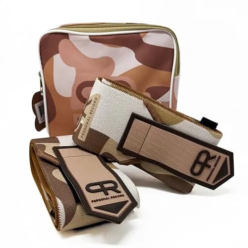 PR Personal Record Elbow Wraps for Weightlifting - Heavy Duty Construction, 36 Inch Length, Sand Camo thumbnail 2