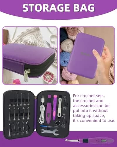 Bybykoi Light Up Crochet Hooks Set - 18 Sizes (2.0-14.0mm) with Digital Counter & Ergonomic Grip | USB Rechargeable thumbnail 5