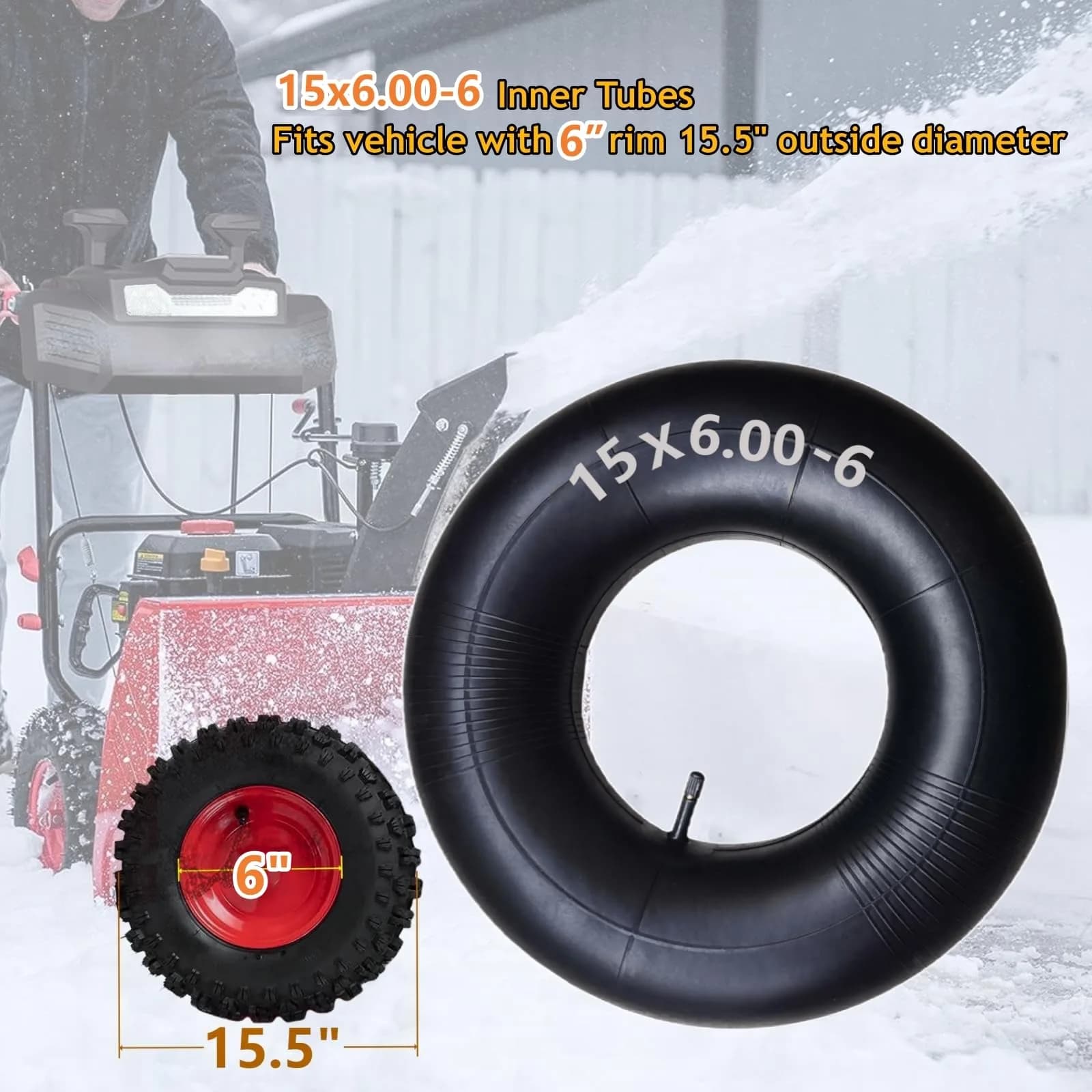 Swagnaz 15x6.00-6 Inner Tube with TR-13 Valve | 2-Pack, 30 PSI Max Inflation - view 2