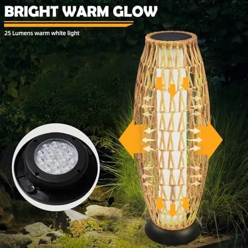 Solar Yard 2-Pack 29" Outdoor Solar-Powered Wicker Floor Lamps | Boho Garden Lighting with IP65 Waterproof thumbnail 4