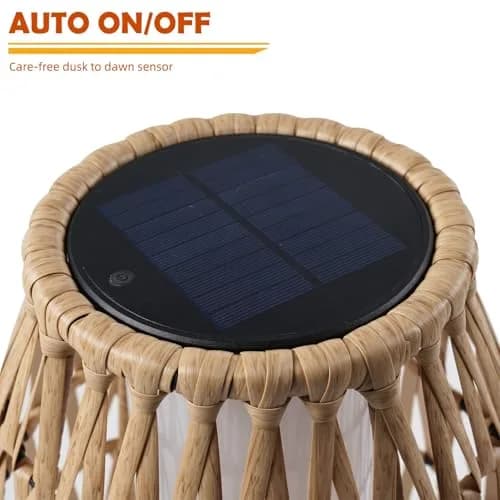 Solar Yard 2-Pack 29" Outdoor Solar-Powered Wicker Floor Lamps | Boho Garden Lighting with IP65 Waterproof thumbnail 7