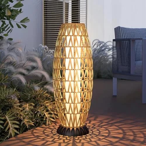 Solar Yard 2-Pack 29" Outdoor Solar-Powered Wicker Floor Lamps | Boho Garden Lighting with IP65 Waterproof thumbnail 2
