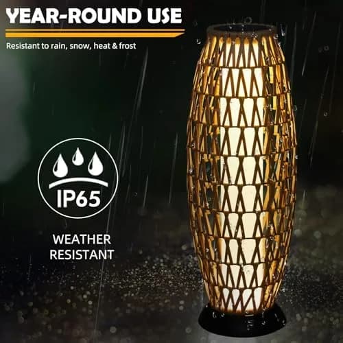Solar Yard 2-Pack 29" Outdoor Solar-Powered Wicker Floor Lamps | Boho Garden Lighting with IP65 Waterproof thumbnail 3