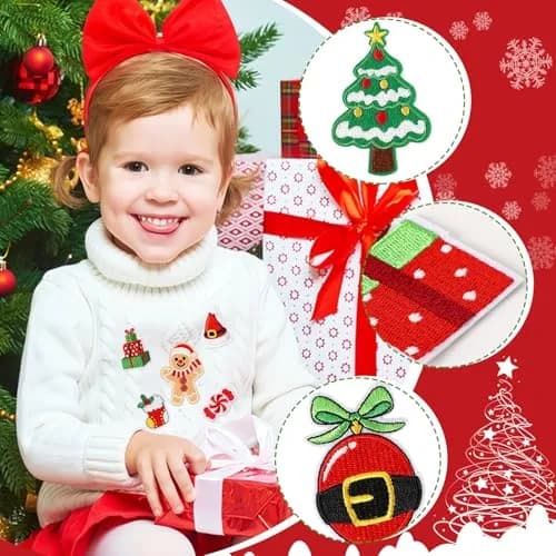 AUGSUN 60pcs Christmas Iron On Patches | Assorted Festive Designs thumbnail 4