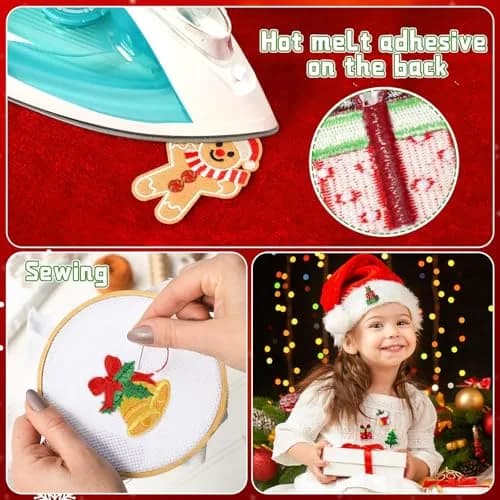 AUGSUN 60pcs Christmas Iron On Patches | Assorted Festive Designs thumbnail 5