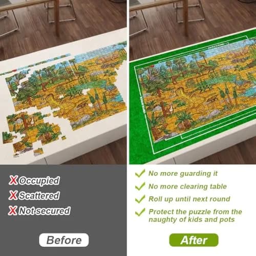Ainiv Jigsaw Puzzle Mat Roll Up 1500 Pieces | Portable Felt Puzzle Storage for Adults & Kids thumbnail 4