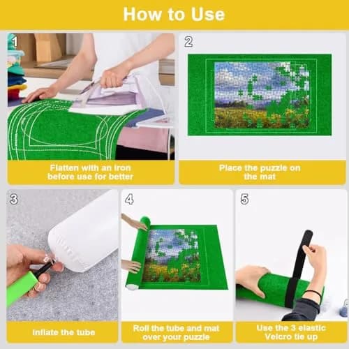 Ainiv Jigsaw Puzzle Mat Roll Up 1500 Pieces | Portable Felt Puzzle Storage for Adults & Kids thumbnail 6