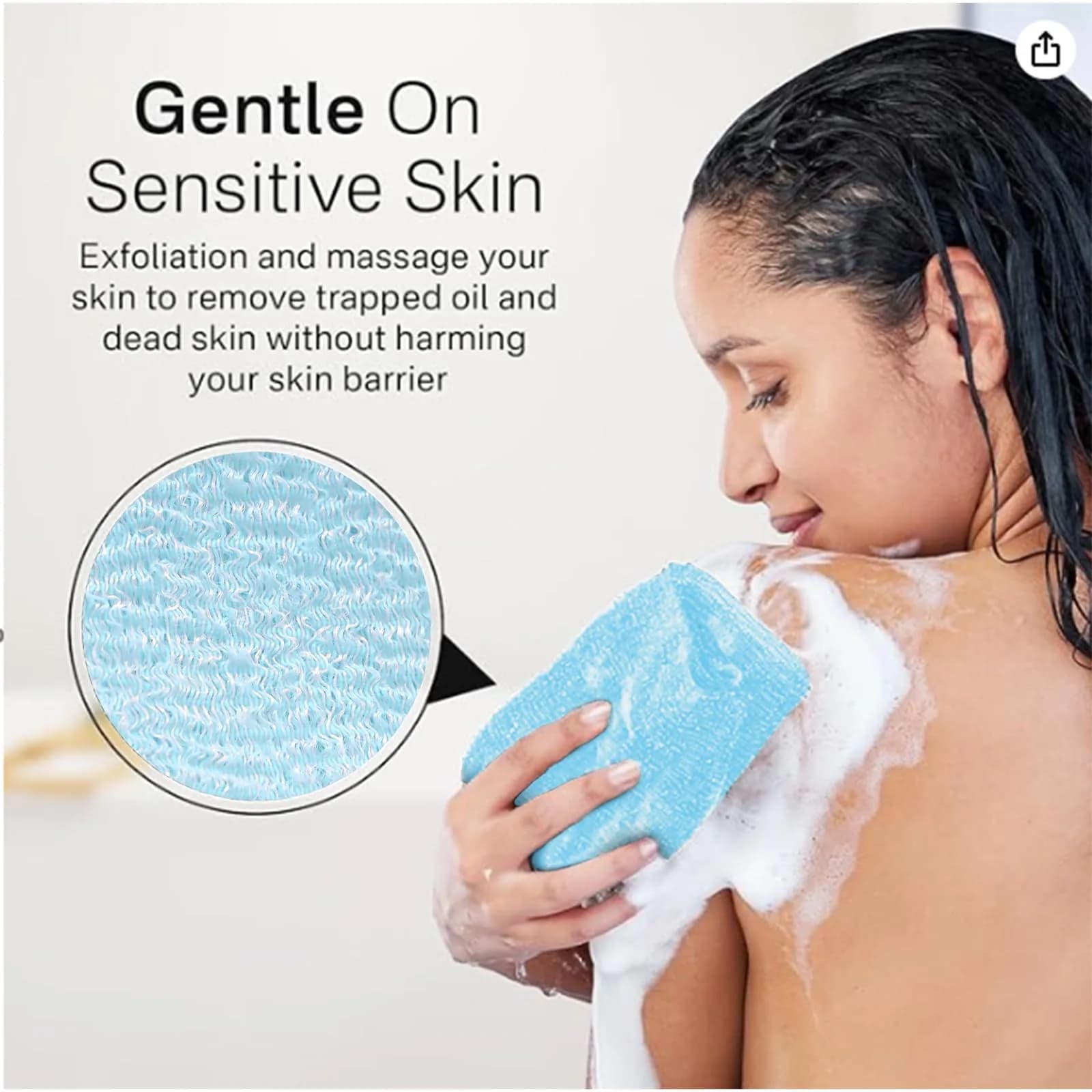 Yiclick Blue Exfoliating Washcloth Towel - Gentle Body Exfoliation for Smooth Skin (3-Pack) - view 2