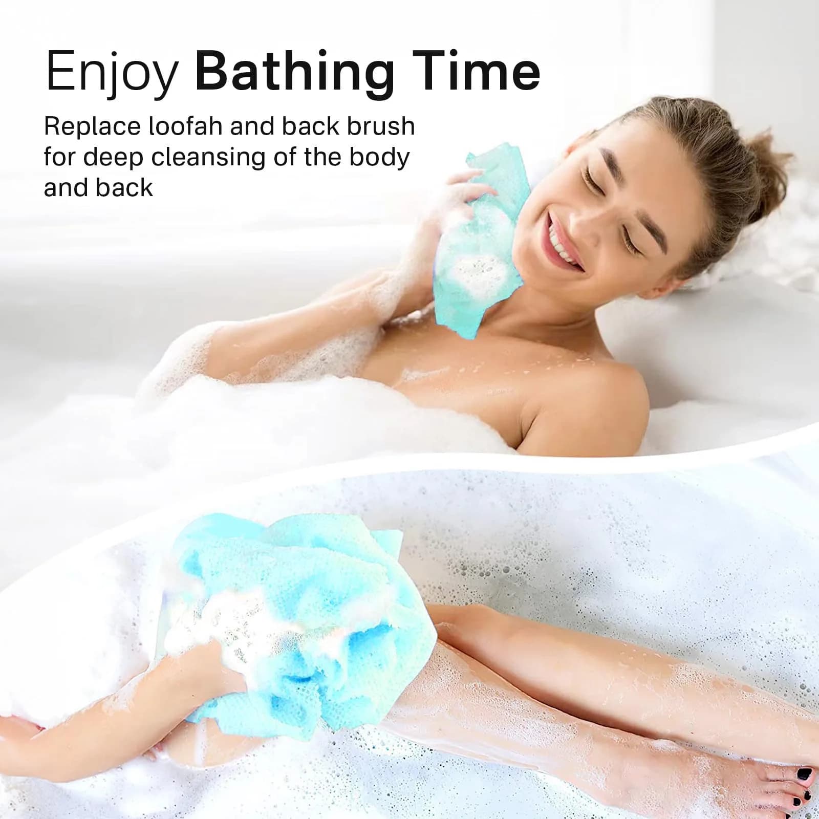 Yiclick Blue Exfoliating Washcloth Towel - Gentle Body Exfoliation for Smooth Skin (3-Pack) - view 3