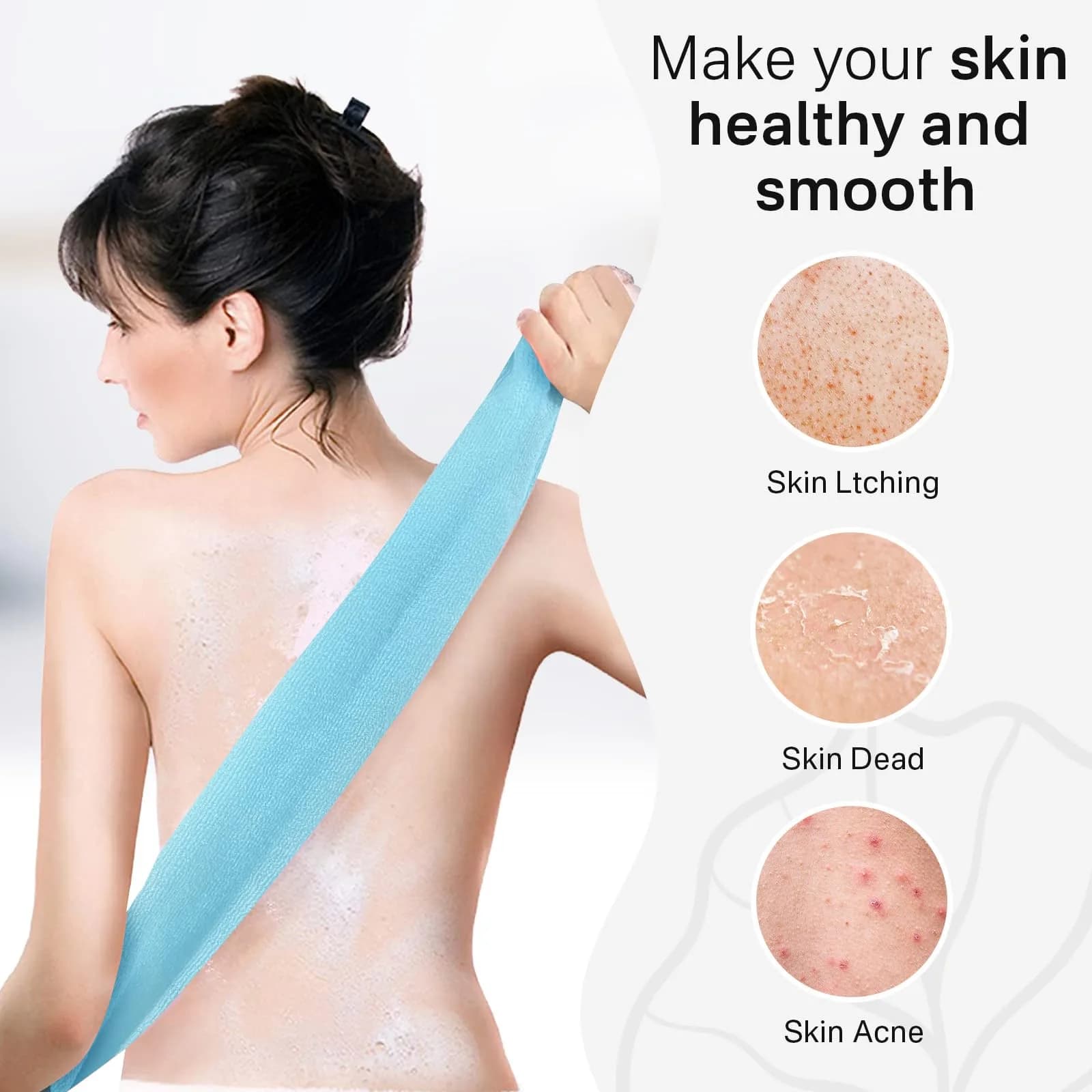 Yiclick Blue Exfoliating Washcloth Towel - Gentle Body Exfoliation for Smooth Skin (3-Pack) - view 4