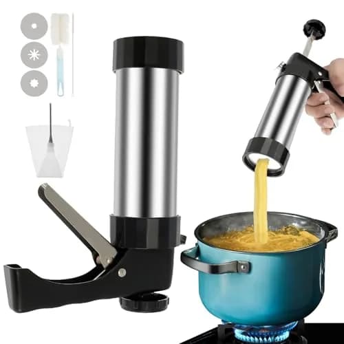bigjvbfv Stainless Steel Churro Maker Machine with 3 Tips & Filling Injector | Heavy Duty Cookie Press Gun Kit for DIY Hollow Churros & Spanish Desserts thumbnail 1