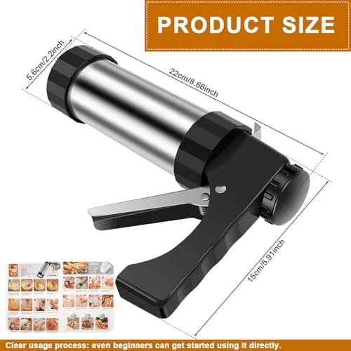 bigjvbfv Stainless Steel Churro Maker Machine with 3 Tips & Filling Injector | Heavy Duty Cookie Press Gun Kit for DIY Hollow Churros & Spanish Desserts thumbnail 4