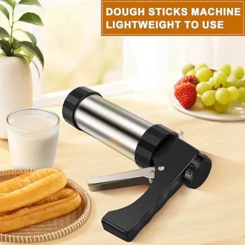 bigjvbfv Stainless Steel Churro Maker Machine with 3 Tips & Filling Injector | Heavy Duty Cookie Press Gun Kit for DIY Hollow Churros & Spanish Desserts thumbnail 2