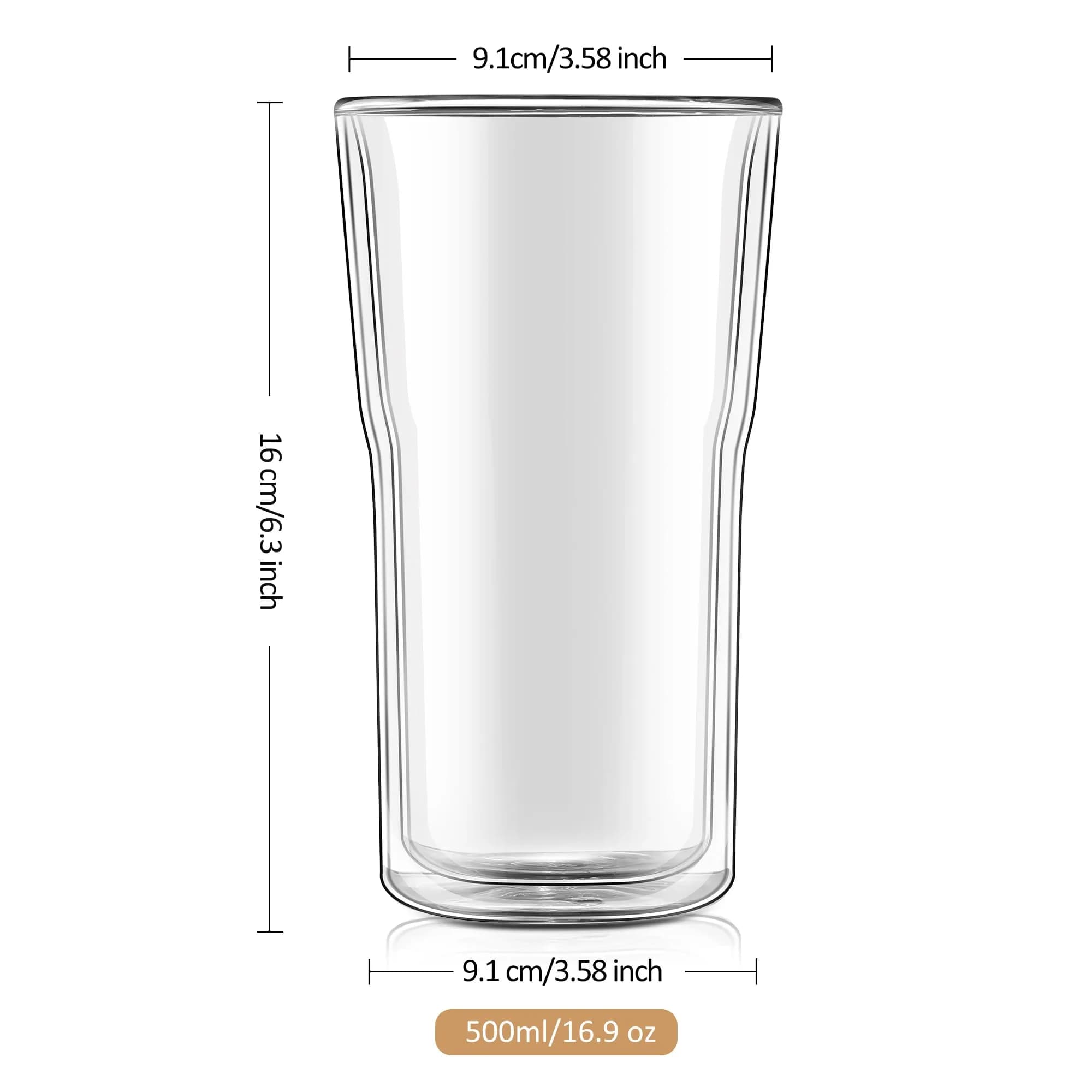 Joeyan Double Walled Beer Drinking Glasses Tumbler 500ml | Borosilicate Material, Keeps Drinks Hot & Cold thumbnail 7