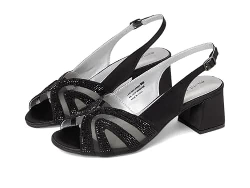 David Tate Desire Black Women's Sandal 7.5 X-Wide | Elegant Satin Evening Heel thumbnail 1