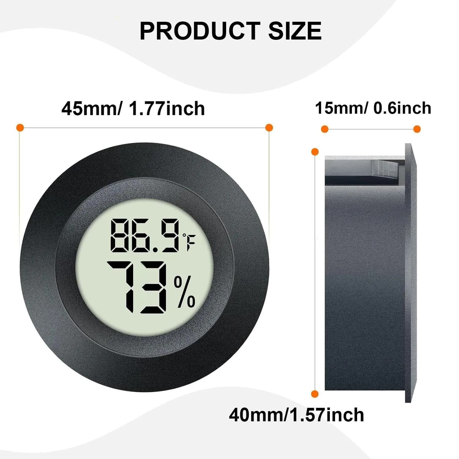 JEDEW Mini Digital Hygrometer Thermometer with Fahrenheit/Celsius Conversion, Indoor Humidity and Temperature Monitor (Compact Round Design) - view 2